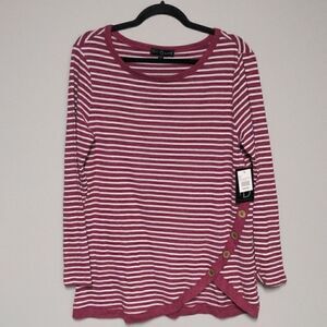 Fred David Red and White Striped Sweater NWT
